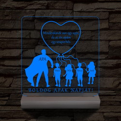 Apa lufi gyerekek személyre szabott fa talppal 7 színű 3D led lámpa