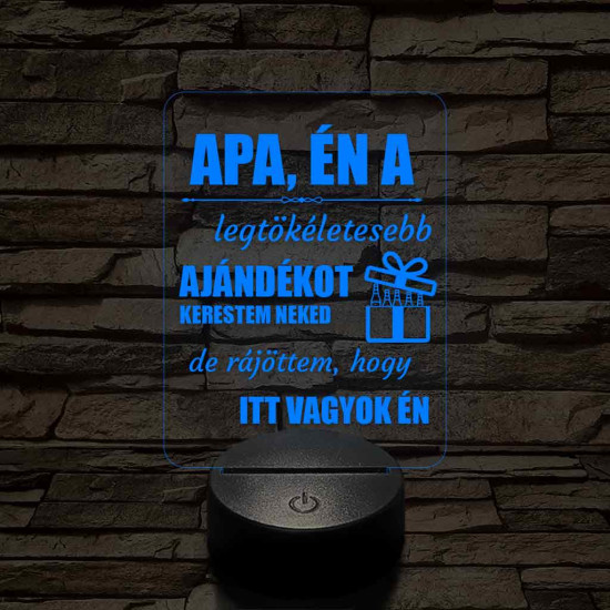 Apák napi humoros feliratú 7 színű 3D led lámpa