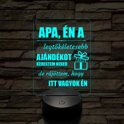 Apák napi humoros feliratú 7 színű 3D led lámpa