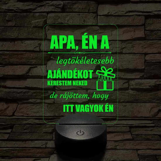 Apák napi humoros feliratú 7 színű 3D led lámpa