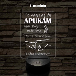 Apák napi humoros feliratú ökölpacsis 7 színű 3D led lámpa