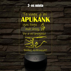 Apák napi humoros feliratú ökölpacsis 7 színű 3D led lámpa