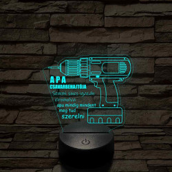 Apák napi "Apa csavarbehajtója" 7 színű 3D led lámpa