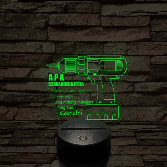 Apák napi "Apa csavarbehajtója" 7 színű 3D led lámpa