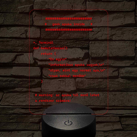 Humoros informatikus apa lámpa - 7 színű, színváltós 3D LED lámpa