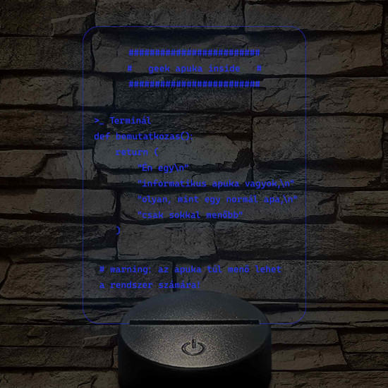 Humoros informatikus apa lámpa - 7 színű, színváltós 3D LED lámpa