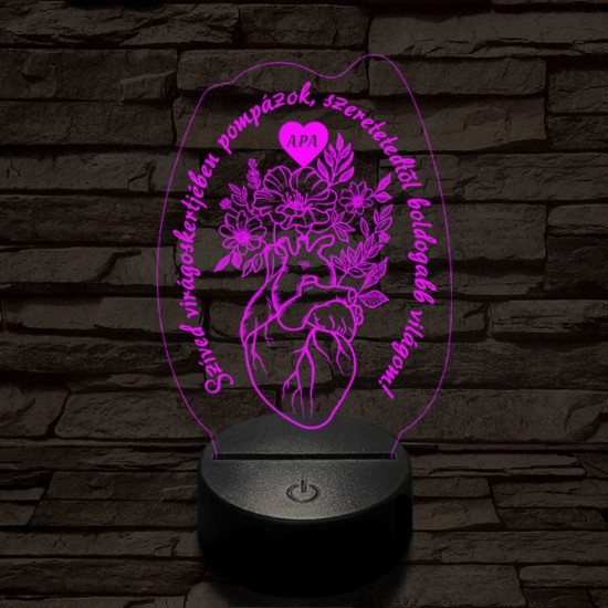 Apai szív kertje 7 színű 3D led lámpa