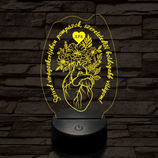 Apai szív kertje 7 színű 3D led lámpa