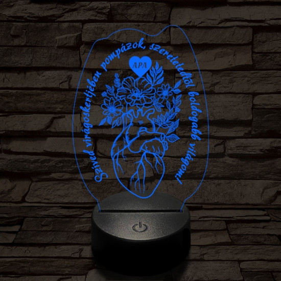 Apai szív kertje 7 színű 3D led lámpa