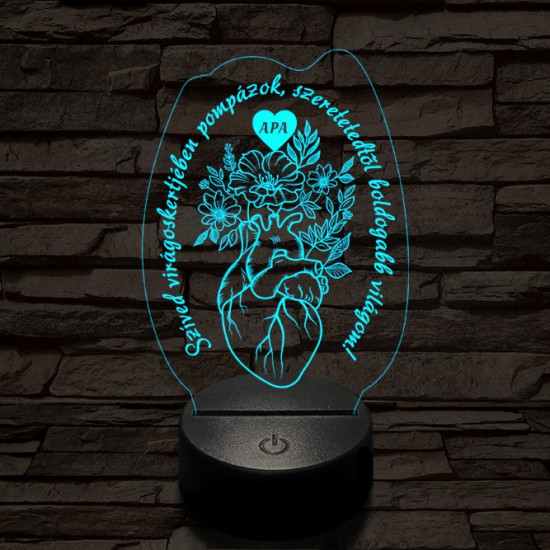 Apai szív kertje 7 színű 3D led lámpa