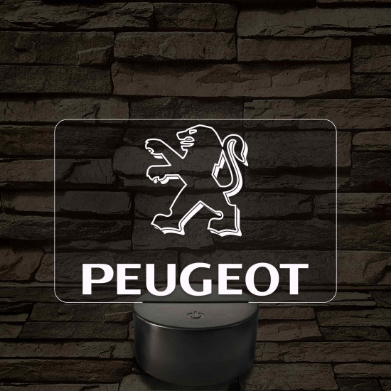 Peugeot logó – 7 színű, színváltós LED lámpa