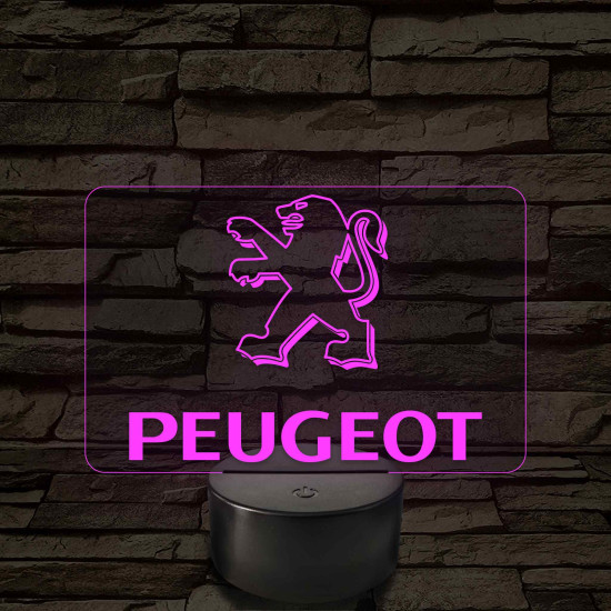 Peugeot logó – 7 színű, színváltós LED lámpa