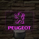 Peugeot logó – 7 színű, színváltós LED lámpa