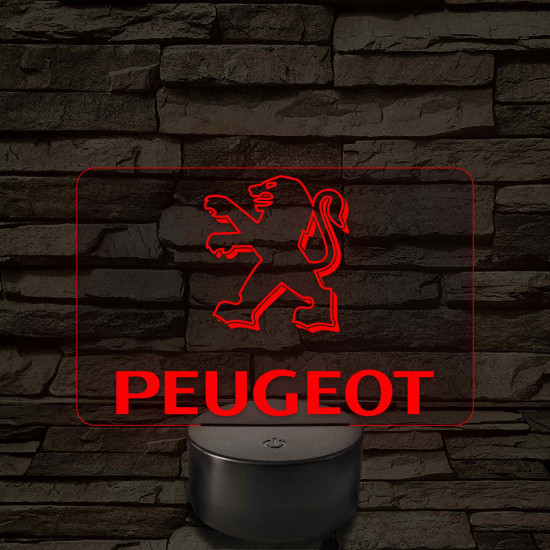 Peugeot logó – 7 színű, színváltós LED lámpa
