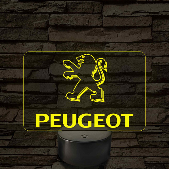Peugeot logó – 7 színű, színváltós LED lámpa