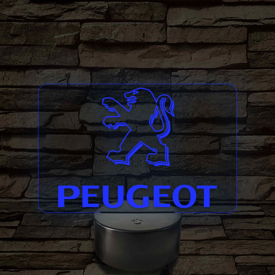 Peugeot logó – 7 színű, színváltós LED lámpa