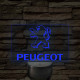 Peugeot logó – 7 színű, színváltós LED lámpa