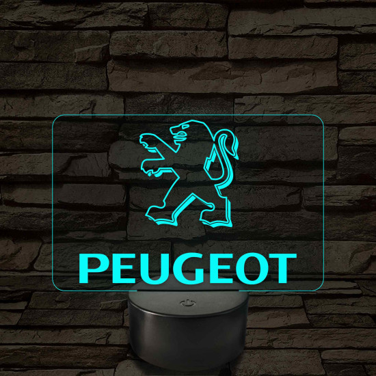 Peugeot logó – 7 színű, színváltós LED lámpa