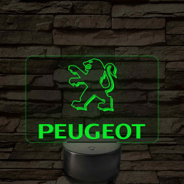 Peugeot logó – 7 színű, színváltós LED lámpa