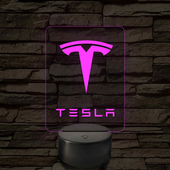Tesla logó – 7 színű, színváltós LED lámpa