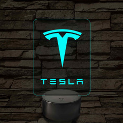 Tesla logó – 7 színű, színváltós LED lámpa