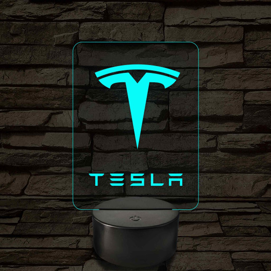 Tesla logó – 7 színű, színváltós LED lámpa