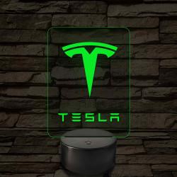 Tesla logó – 7 színű, színváltós LED lámpa