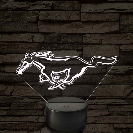 Mustang logó – 7 színű, színváltós LED lámpa