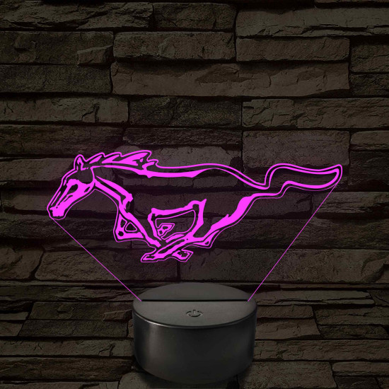 Mustang logó – 7 színű, színváltós LED lámpa