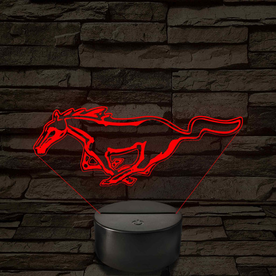 Mustang logó – 7 színű, színváltós LED lámpa