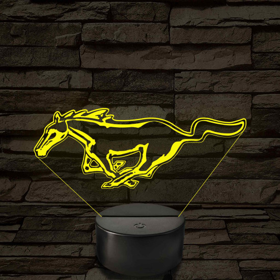 Mustang logó – 7 színű, színváltós LED lámpa