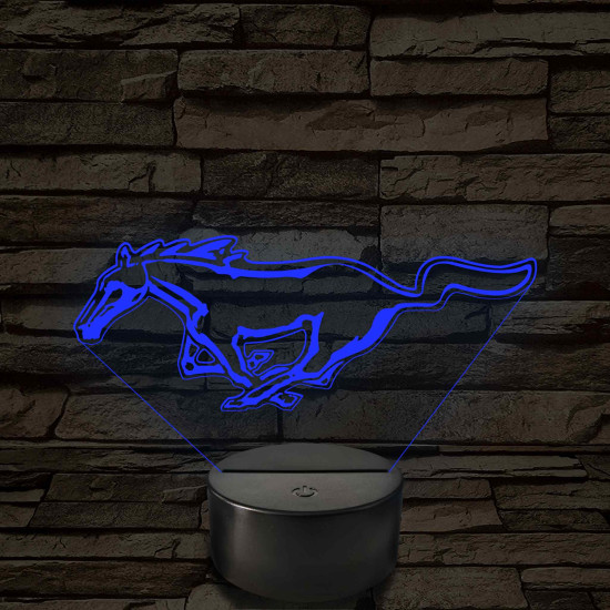 Mustang logó – 7 színű, színváltós LED lámpa