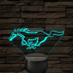 Mustang logó – 7 színű, színváltós LED lámpa