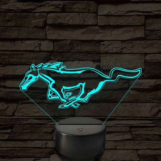 Mustang logó – 7 színű, színváltós LED lámpa
