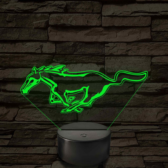 Mustang logó – 7 színű, színváltós LED lámpa