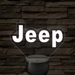 Jeep logó 7 színű, színváltós 3D LED lámpa