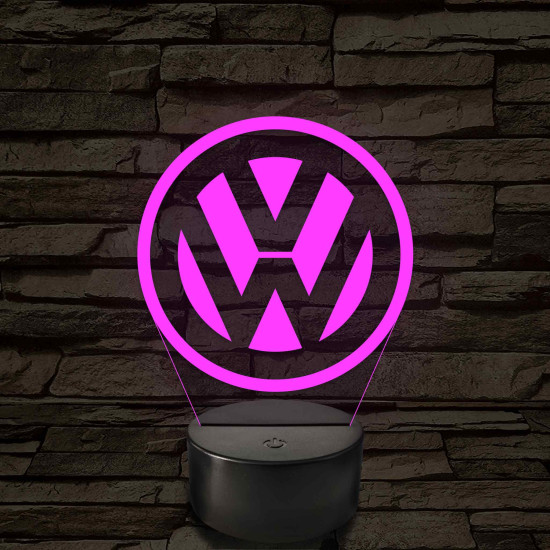 Volkswagen logó - 7 színű, színváltós 3D led lámpa