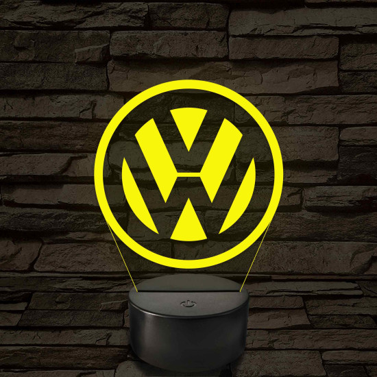 Volkswagen logó - 7 színű, színváltós 3D led lámpa