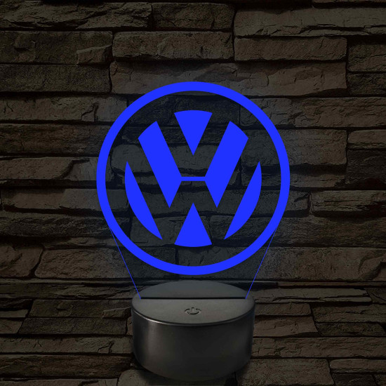 Volkswagen logó - 7 színű, színváltós 3D led lámpa