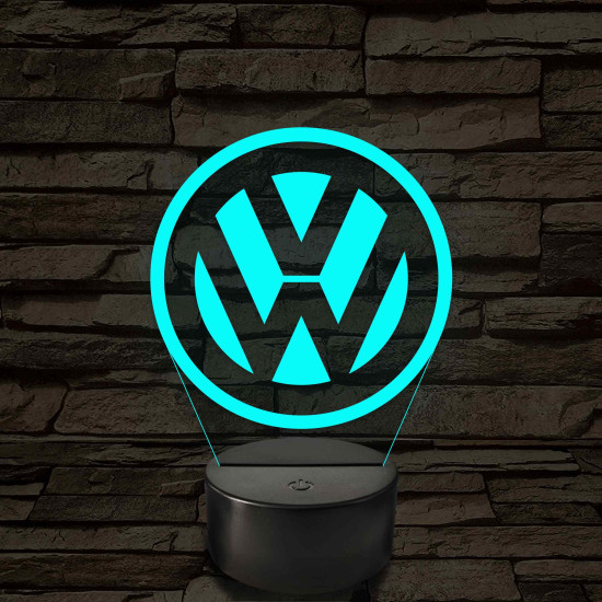 Volkswagen logó - 7 színű, színváltós 3D led lámpa