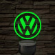 Volkswagen logó - 7 színű, színváltós 3D led lámpa
