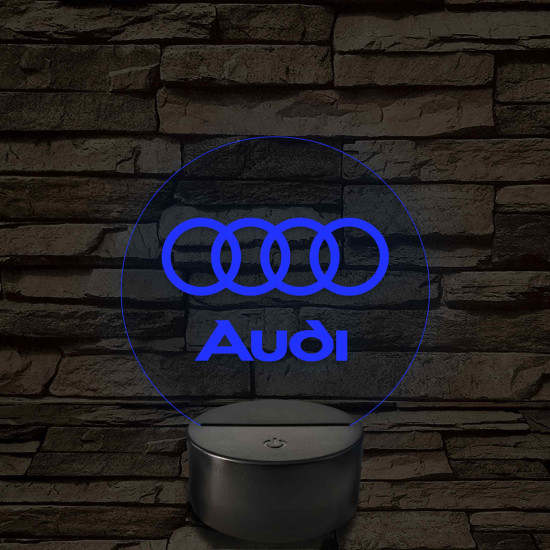 Audi logó - 7 színű, színváltós 3D led lámpa