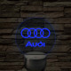 Audi logó - 7 színű, színváltós 3D led lámpa