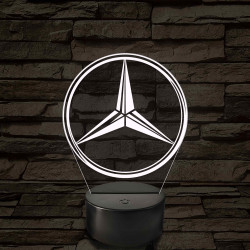 Mercedes logó - 7 színű, színváltós 3D led lámpa