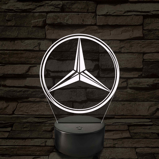 Mercedes logó - 7 színű, színváltós 3D led lámpa