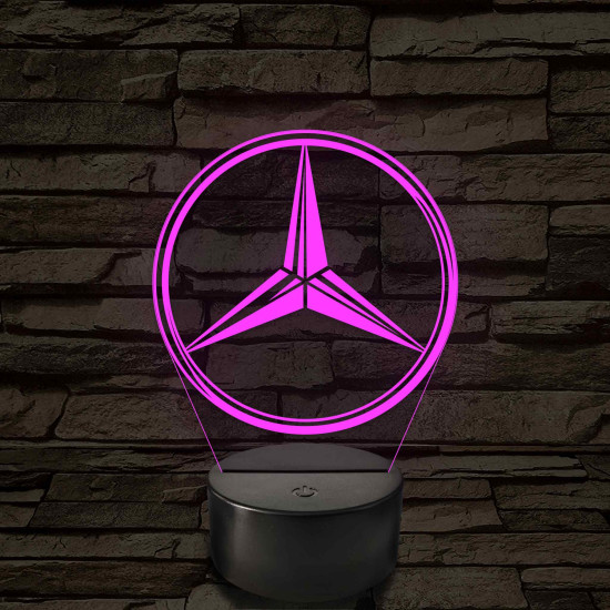 Mercedes logó - 7 színű, színváltós 3D led lámpa