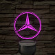 Mercedes logó - 7 színű, színváltós 3D led lámpa