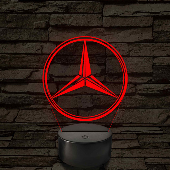 Mercedes logó - 7 színű, színváltós 3D led lámpa