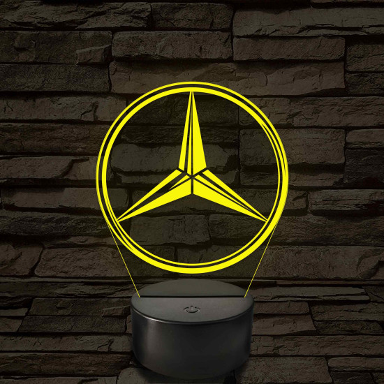 Mercedes logó - 7 színű, színváltós 3D led lámpa