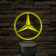 Mercedes logó - 7 színű, színváltós 3D led lámpa